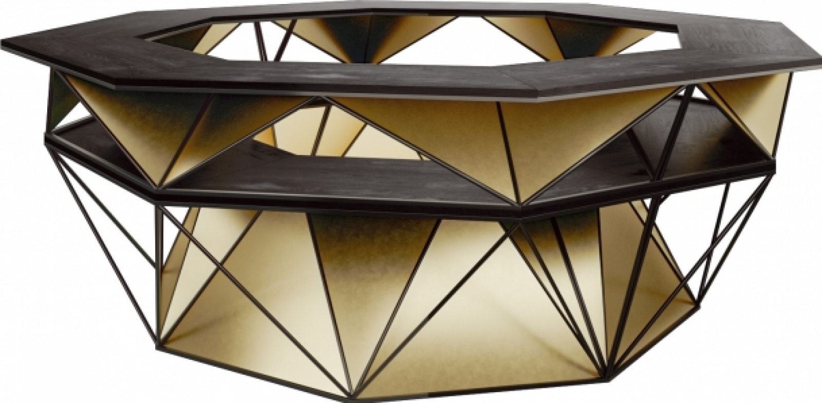 Барная стойка Hexagon Ring золотистого цвета в аренду